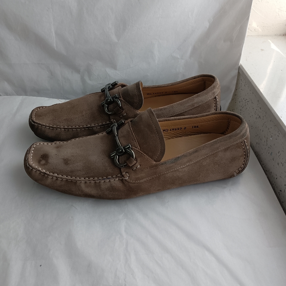 Salvatore Ferragamo Parigi  Gancini Suede Drivers men's loafers US 10.5D - Picture 6 of 16